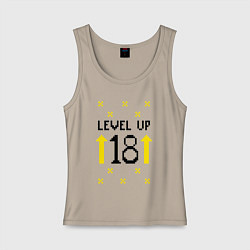 Майка женская хлопок Level up 18 со стрелочками, цвет: миндальный