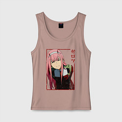 Майка женская хлопок Zero Two anime girl, цвет: пыльно-розовый