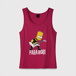 Майка женская хлопок Paramore Барт Симпсон рокер, цвет: маджента