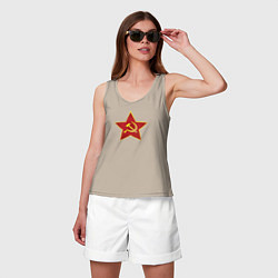 Майка женская хлопок СССР звезда, цвет: миндальный — фото 2