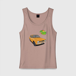 Майка женская хлопок My summer car yellow, цвет: пыльно-розовый