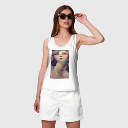 Майка женская хлопок Психоделическая леди, цвет: белый — фото 2