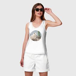 Майка женская хлопок Волк отдыхает на камне, цвет: белый — фото 2