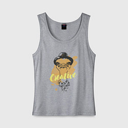 Майка женская хлопок Creative ostrich, цвет: меланж