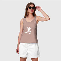 Майка женская хлопок Силуэт теннисистки, цвет: пыльно-розовый — фото 2