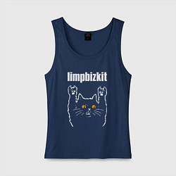 Майка женская хлопок Limp Bizkit rock cat, цвет: тёмно-синий