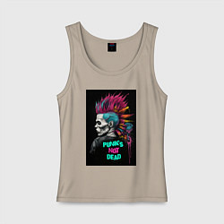 Майка женская хлопок Punks not dead, цвет: миндальный