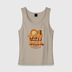 Майка женская хлопок Duff beer brewing, цвет: миндальный