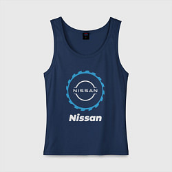 Майка женская хлопок Nissan в стиле Top Gear, цвет: тёмно-синий