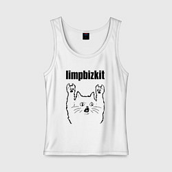Майка женская хлопок Limp Bizkit - rock cat, цвет: белый