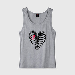 Майка женская хлопок Black ribs with a heart inside, цвет: меланж