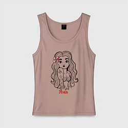 Майка женская хлопок Яна - девчонка в татухах, цвет: пыльно-розовый