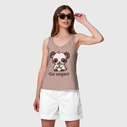 Майка женская хлопок Go vegan - motto, цвет: пыльно-розовый — фото 2
