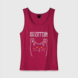 Майка женская хлопок Led Zeppelin rock cat, цвет: маджента