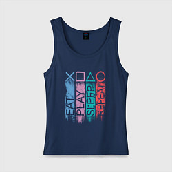 Женская майка Ешь играй спи повтори