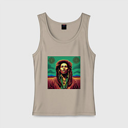 Женская майка Digital Art Bob Marley in the field