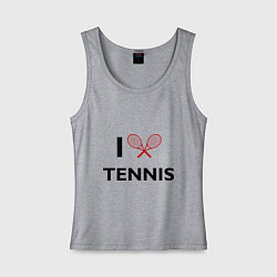 Майка женская хлопок I Love Tennis, цвет: меланж