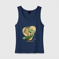 Майка женская хлопок Черепаха на отдыхе, футболка хб, цвет: тёмно-синий