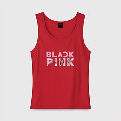 Майка женская хлопок Blackpink logo Jisoo Lisa Jennie Rose, цвет: красный