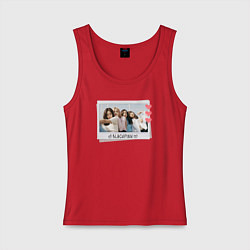 Майка женская хлопок Blackpink полароид, цвет: красный