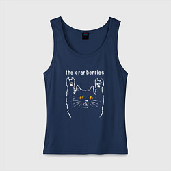 Майка женская хлопок The Cranberries rock cat, цвет: тёмно-синий