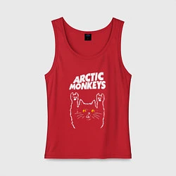 Майка женская хлопок Arctic Monkeys rock cat, цвет: красный