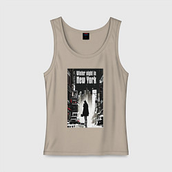 Женская майка Зимняя ночь в Нью-Йорке - лиса