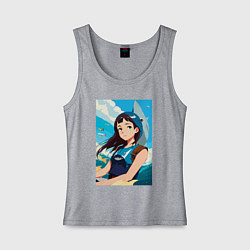 Женская майка Девочка и океан