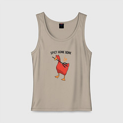 Майка женская хлопок Spicy honk bonk - Untitled Goose Game, цвет: миндальный