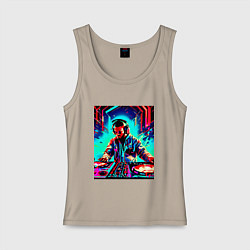 Майка женская хлопок Клубный диджей, цвет: миндальный