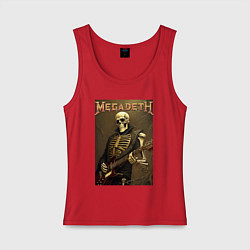Майка женская хлопок Megadeth - skeleton - heavy metal, цвет: красный
