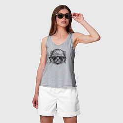 Майка женская хлопок Красная панда в панаме, цвет: меланж — фото 2