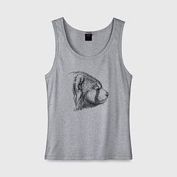 Майка женская хлопок Голова красной панды, цвет: меланж