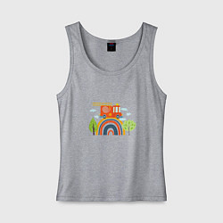 Женская майка Пожарная машина едет по радуге