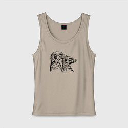 Майка женская хлопок Пара сурикатов, цвет: миндальный