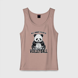 Майка женская хлопок Panda volleyball, цвет: пыльно-розовый