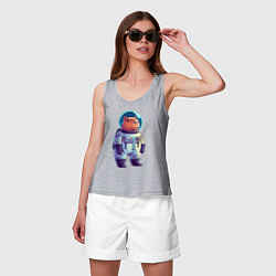 Майка женская хлопок Капибара бравый космонавт, цвет: меланж — фото 2