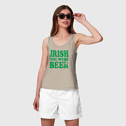 Майка женская хлопок Irish you were beer, цвет: миндальный — фото 2