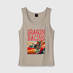 Майка женская хлопок Dragon cool racer - ai art, цвет: миндальный