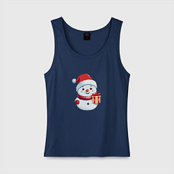 Женская майка Снеговик с подарком