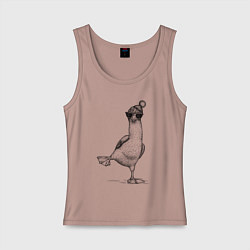 Майка женская хлопок Олуша хипстер шагает, цвет: пыльно-розовый