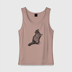 Майка женская хлопок Попрошайка енот, цвет: пыльно-розовый