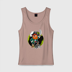 Майка женская хлопок Мультяшный пират, цвет: пыльно-розовый