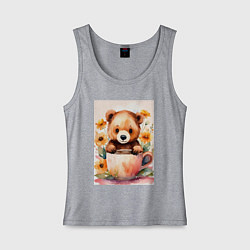 Женская майка Медвежонок с кружкой