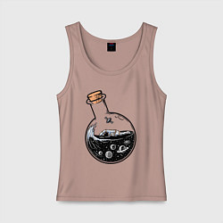 Майка женская хлопок Космос в колбе, цвет: пыльно-розовый