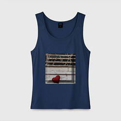 Майка женская хлопок Брошенное сердце, цвет: тёмно-синий