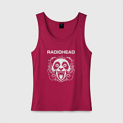Майка женская хлопок Radiohead rock panda, цвет: маджента