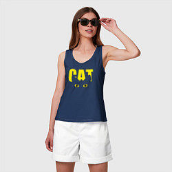Майка женская хлопок Cat облик, цвет: тёмно-синий — фото 2