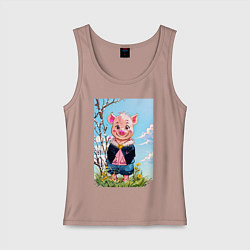 Женская майка Поросёнок весной