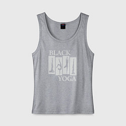 Майка женская хлопок Black yoga, цвет: меланж